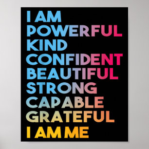 I Am Powerful Kind Confident Beautiful Strong Capa Poster