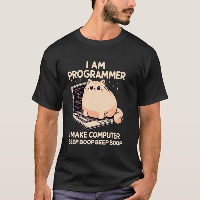 I am Programmer I Make Computer Cat Coding Funny C T-Shirt (Front)