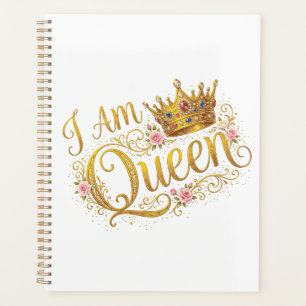 I Am Queen Golden Crown Floral Design   Planners