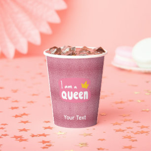 I AM QUEEN / Light Pink Paper Cups
