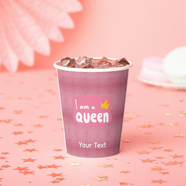 I AM QUEEN / Light Pink Paper Cups (Insitu)