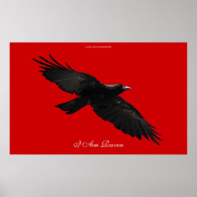 I AM RAVEN III Flying Black Raven Art Poster (Front)