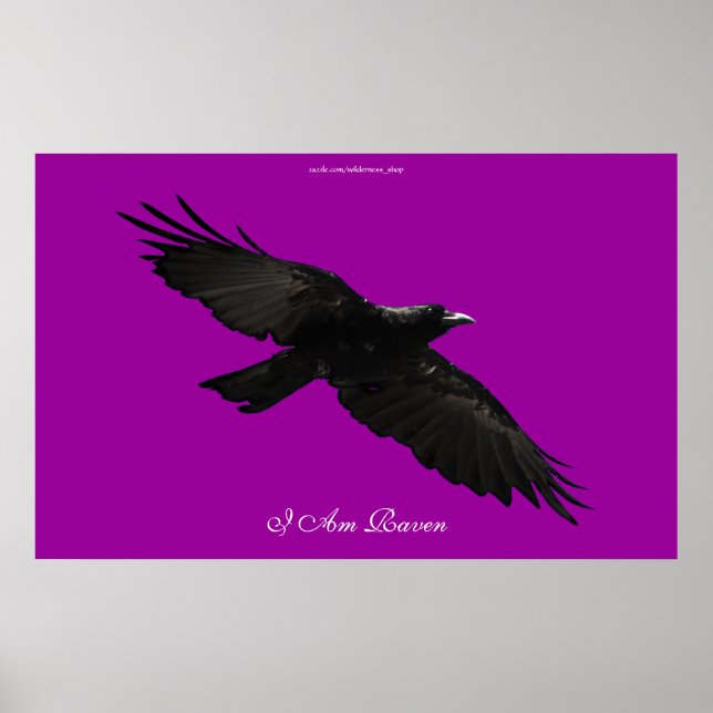 I AM RAVEN III Flying Black Raven Art Poster (Front)