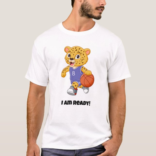 I am Ready! Funny Cat/Basketball T-Shirt (Front)