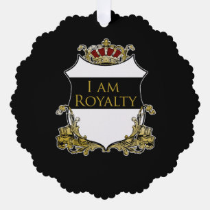 “I Am Royalty” Herald Crest on Superfine Eggshell Tree Decoration Card