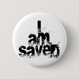 I AM Saved Christian 6 Cm Round Badge