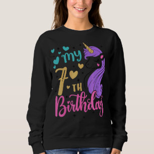 I Am Seven My 7th Birthday Unicorn 7 Year Old Kid Sweatshirt