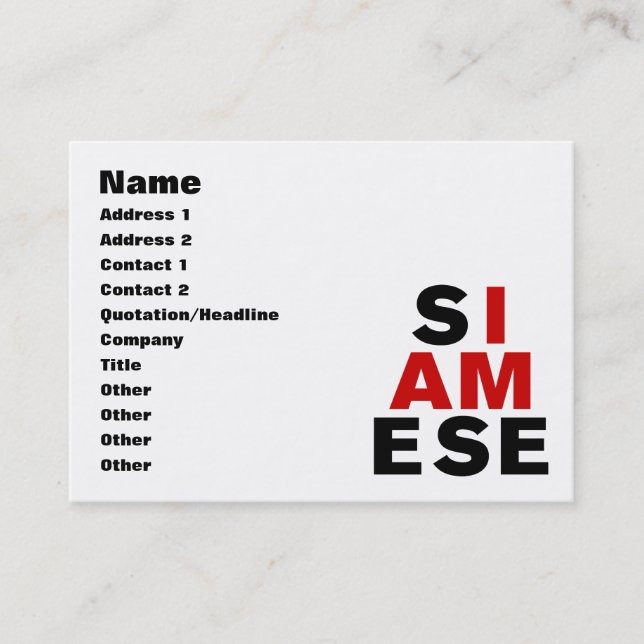 I AM SIAMESE BUSINESS CARD (Front)