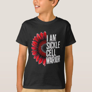 I Am Sickle Cell Warrior Burgundy Sunflower Awaren T-Shirt