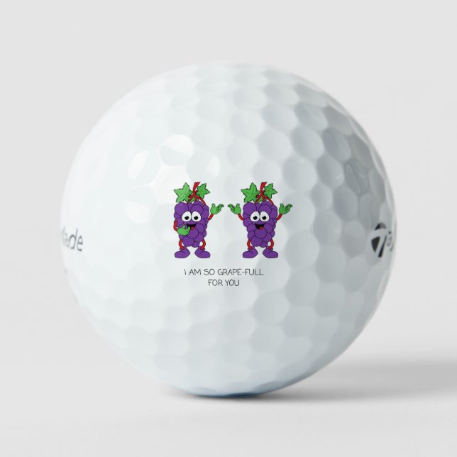 'I Am So Grape-ful For You' Sweet Playful Charming Golf Balls (Front)