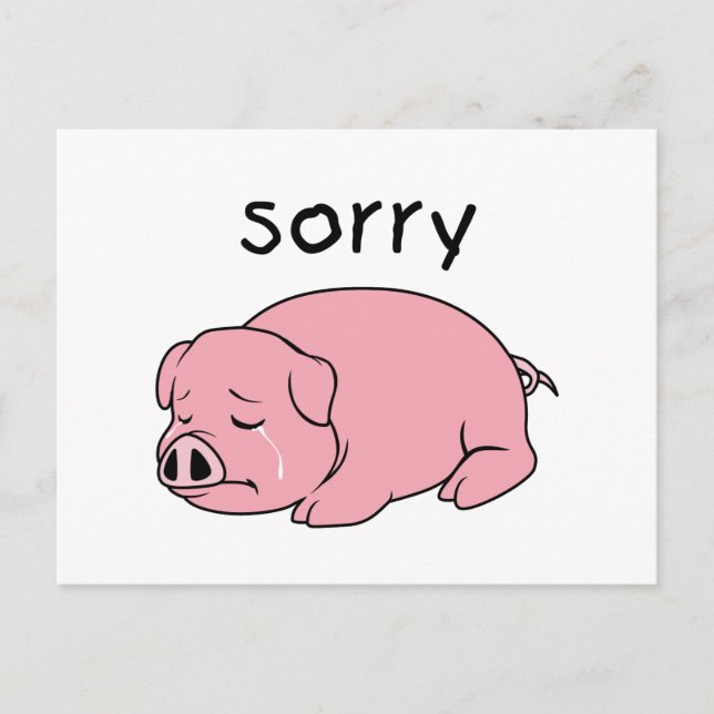 I am so Sorry Crying Weeping Pink Pig Stamp Cards (Front)