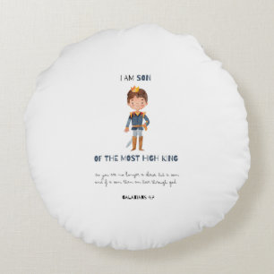 I Am Son Of The King Colourful Cute Nursery Kids Round Cushion