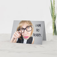 I Am Sorry Apology Ugly Cry Woman in Glasses Humou