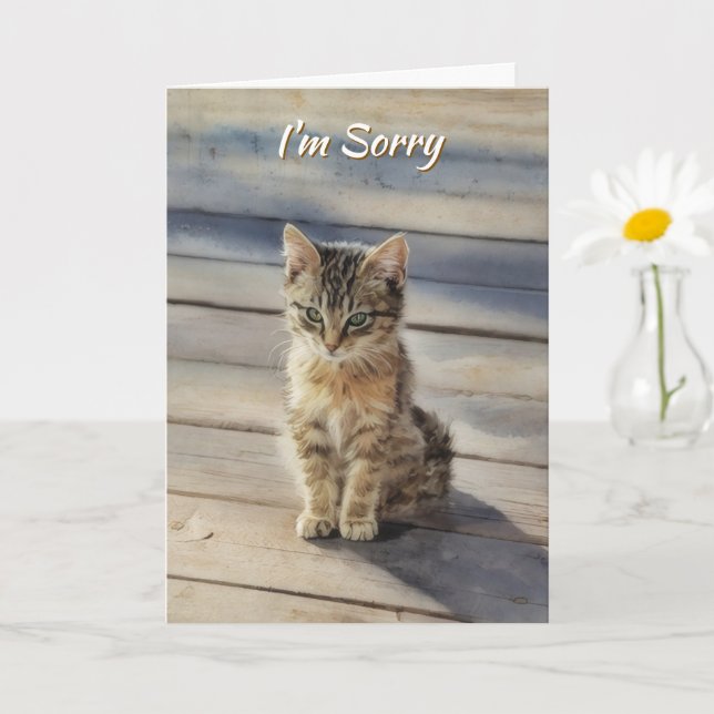 I Am Sorry Cute Kitten Cat Card (Small Plant)