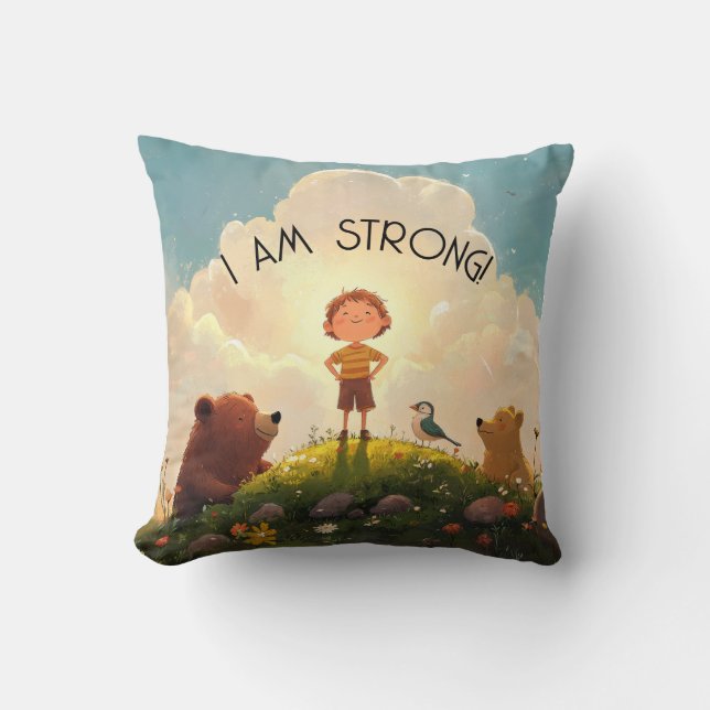 I Am Strong Boys Affirmation Cushion (Front)