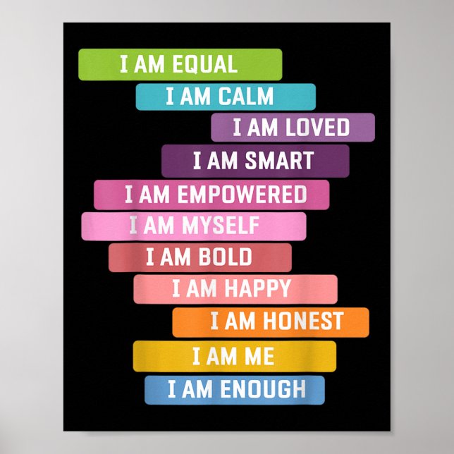 I Am Strong Cute Kids Growth Mindset Positive Affi Poster (Front)