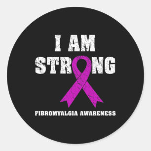 I Am Strong Fibromyalgia Awareness 1 Classic Round Sticker