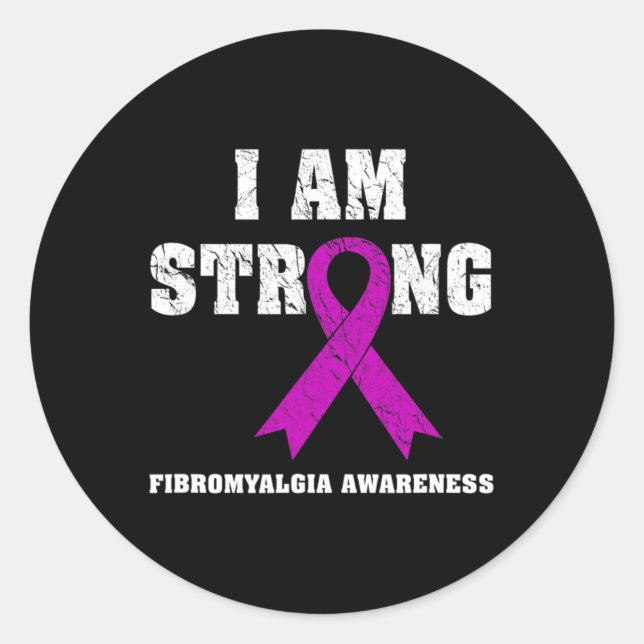 I Am Strong Fibromyalgia Awareness 1  Classic Round Sticker (Front)