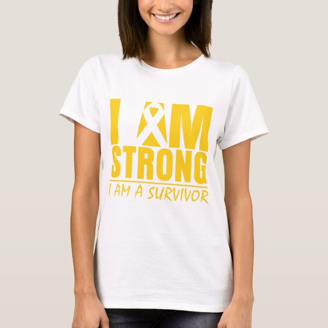 I am Strong - I am a Survivor - Childhood Cancer T-Shirt (Front)