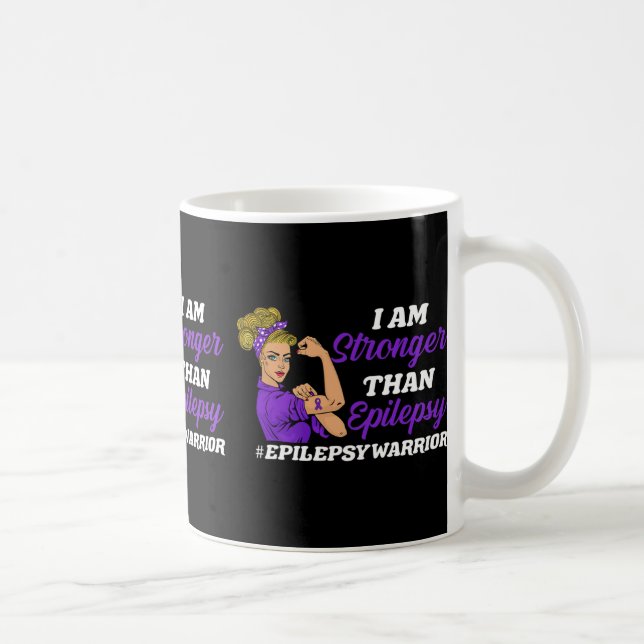 I Am Stronger Than Epilepsy Warrior Epilepsy Aware Coffee Mug (Right)