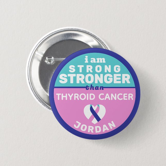 I Am Stronger Than Thyroid Cancer Button (Front & Back)