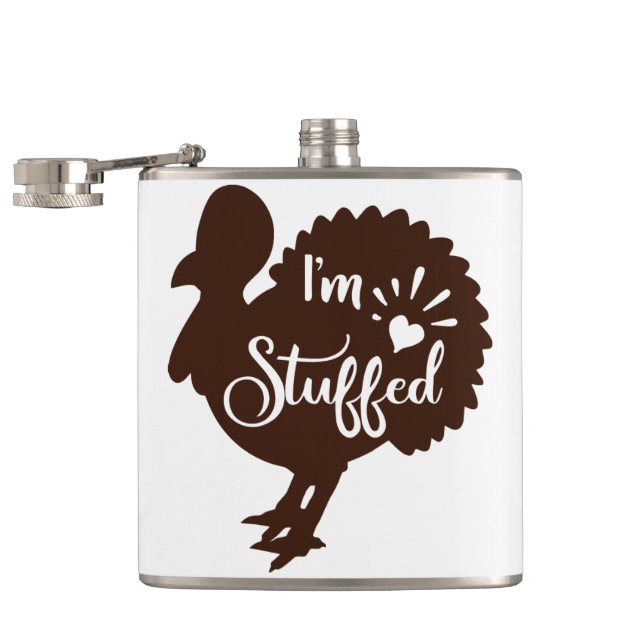 I am stuffed Funny Thanksgiving Hip Flask (Opened)