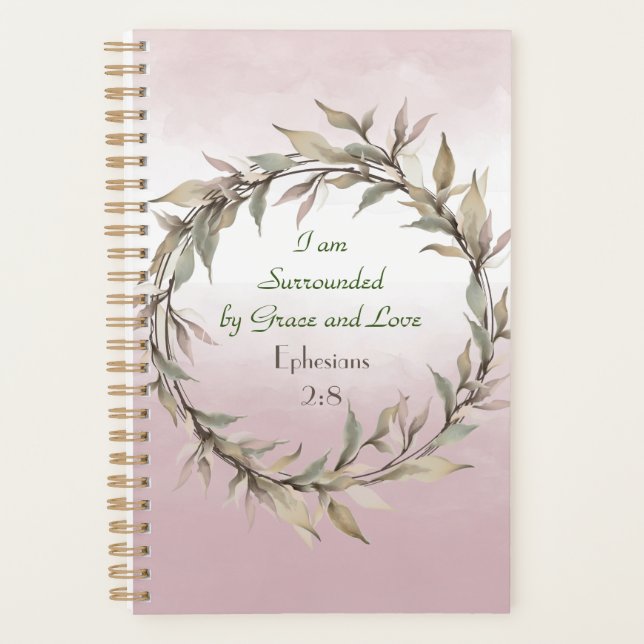 I Am Surrounded by Grace & Love Dusty Rose Planner (Front)