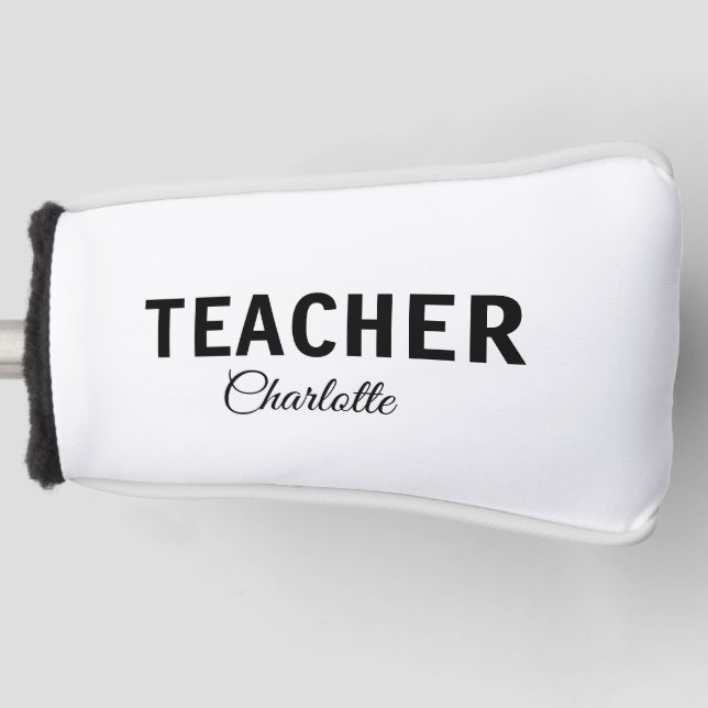 I am teacher school Collegeadd your name text simp Golf Head Cover (Front)