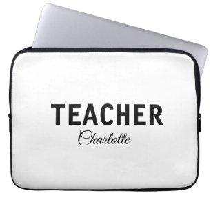 I am teacher school Collegeadd your name text simp Laptop Sleeve