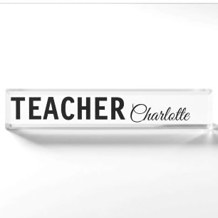 I am teacher school Collegeadd your name text simp Nameplate