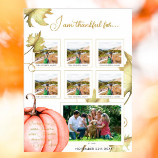 I am thankful for... Thankful Notes Thanksgiving Poster