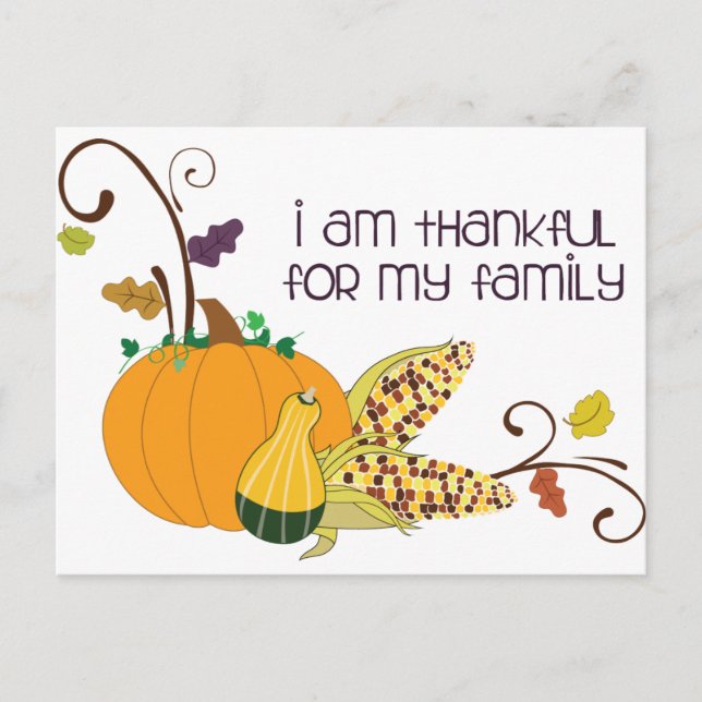 I Am Thankful Holiday Postcard (Front)