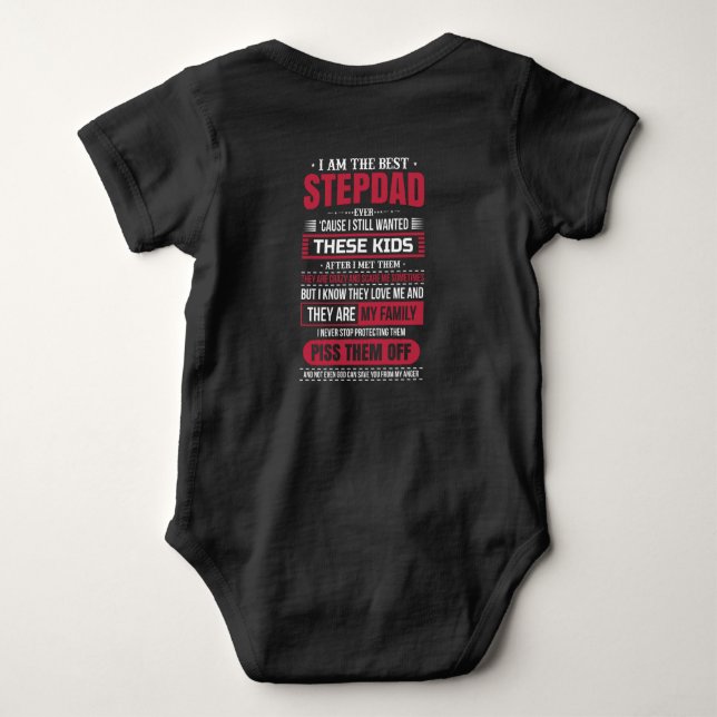 i-am-the-best-step-dad-ever baby bodysuit (Back)