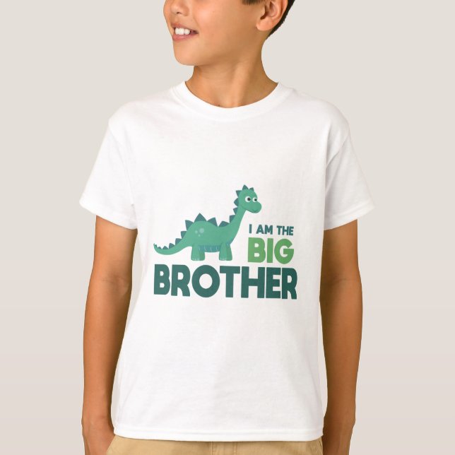 I am the big brother boy cartoon dinosaur T-Shirt (Front)