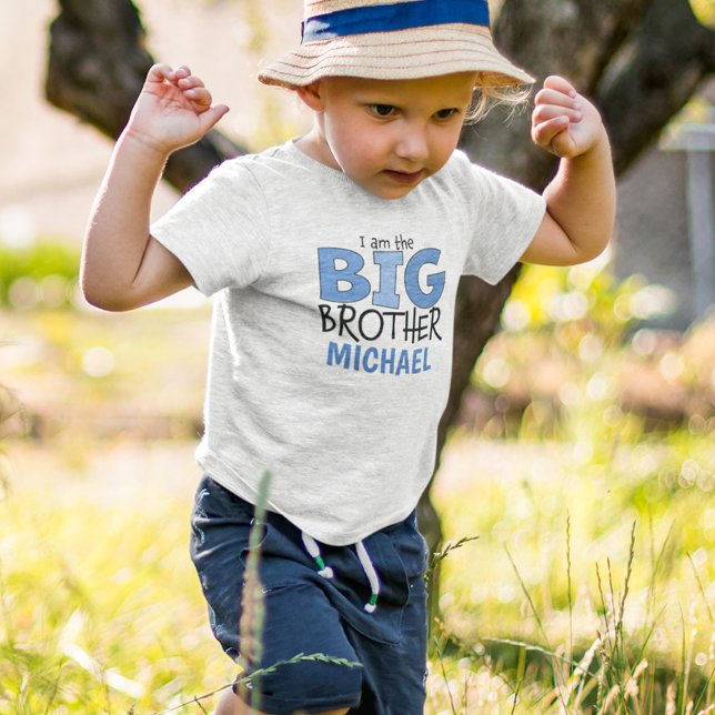 I am the Big Brother Cute Blue Modern Whimsical Toddler T-Shirt (Creator Uploaded)