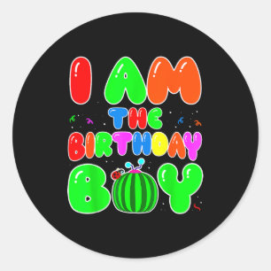 I Am The Birthday Boy Funny Watermelon Birthday Fa Classic Round Sticker
