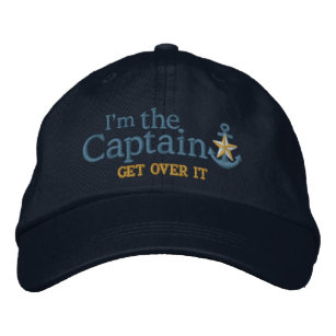 I Am The Captain Humour Nautical Golden Star Embroidered Hat