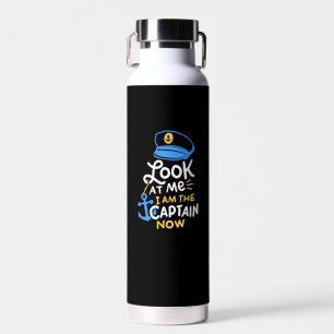 I Am The Captain Now Boating Captain Gift Water Bottle