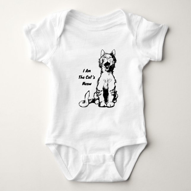 I Am the Cat's Meow Funny Cat Baby Bodysuit (Front)