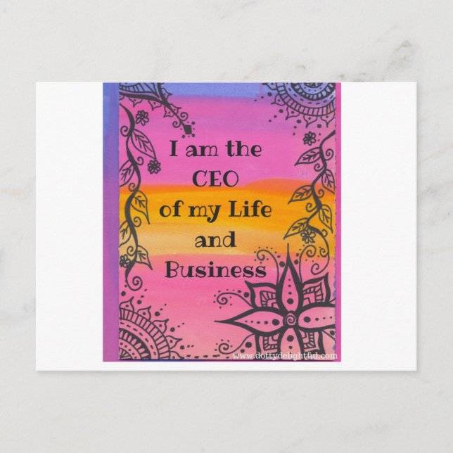 I am the CEO of my life positvity quote Postcard (Front)