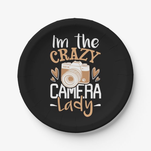 I Am The Crazy Camera Lady Paper Plate (Front)