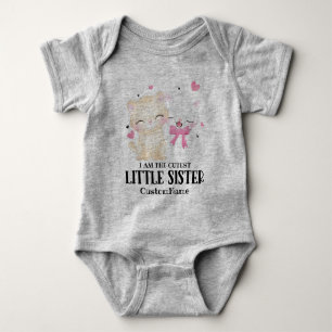 I am the Cutest Little Sister Cute Cats Custom Baby Bodysuit