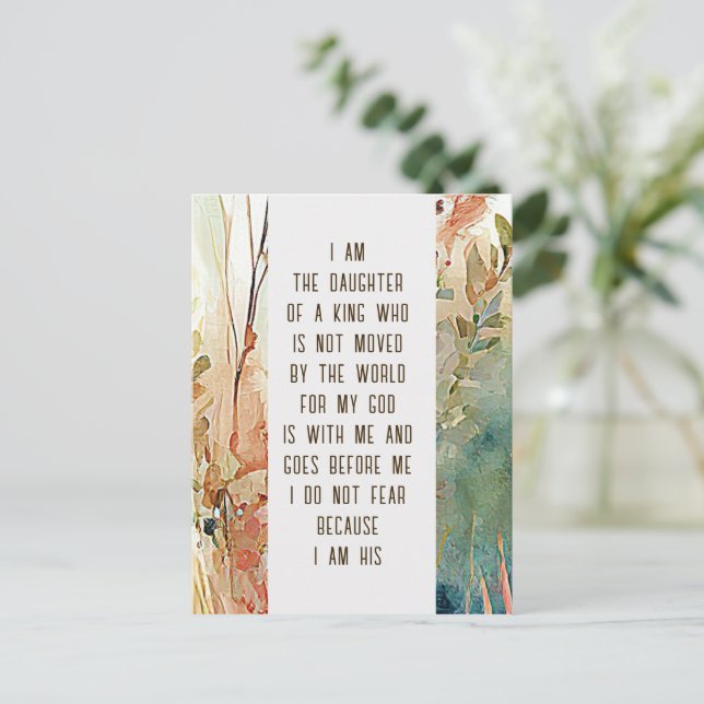 I am the daughter of a King Christian Faith Quote  Postcard (Standing Front)