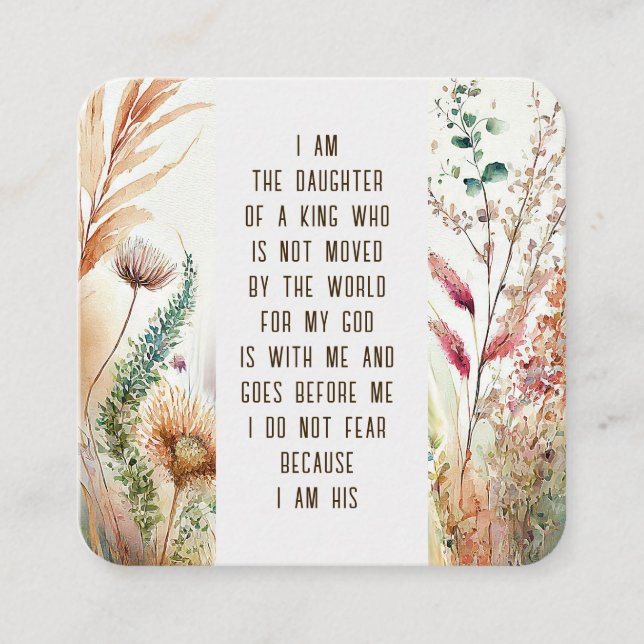 I am the daughter of a King Christian Faith Quote Square Business Card (Front)