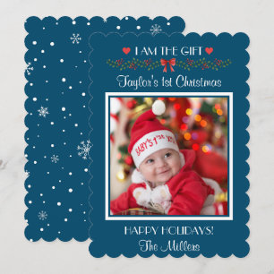 I Am The Gift First Christmas Baby Photo Holiday Card