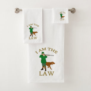 I am the law with a farmer with a gun bath towel set