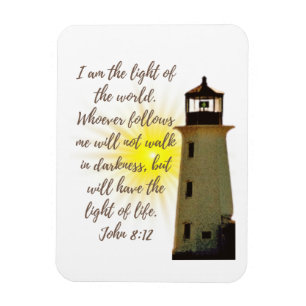 I am the Light John 8:12 with light house Magnet