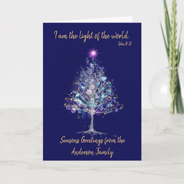 I am the light of the world elegant tree with star holiday card (Front)