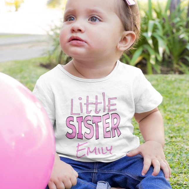 I am the Little Sister Cute Modern Pink Baby T-Shirt (Creator Uploaded)