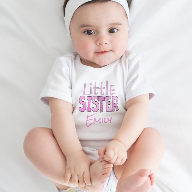 I am the Little Sister Cute Modern Whimsical  Baby Bodysuit (Creator Uploaded)